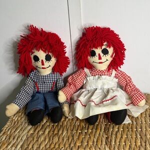 Mary‎ Jane Rag Doll Pair with Red Hair. Raggedy Ann and Andy.